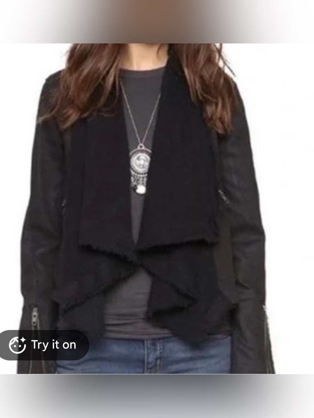 Free people wax denim moto jacket